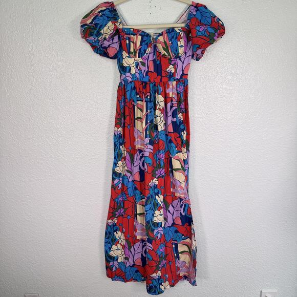 Tuckernuck Dresses & Skirts - Tuckernuck Climbing Cosmos Valerie Dress Womens 0 Floral Puff Sleeve Sweetheart
